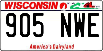 WI license plate 905NWE