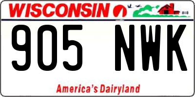 WI license plate 905NWK