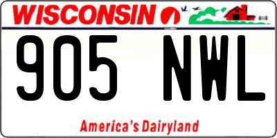 WI license plate 905NWL