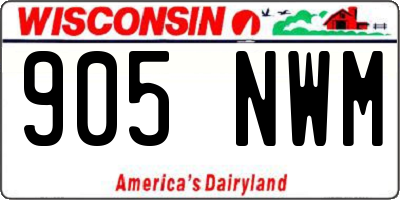 WI license plate 905NWM