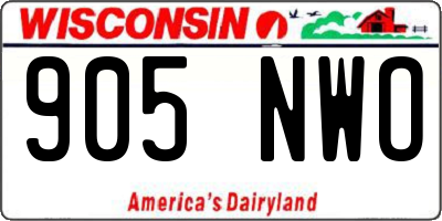 WI license plate 905NWO
