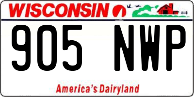 WI license plate 905NWP
