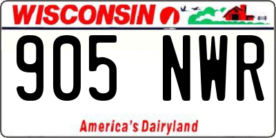 WI license plate 905NWR