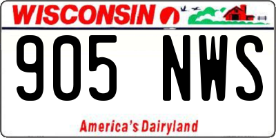 WI license plate 905NWS