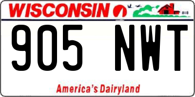 WI license plate 905NWT