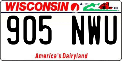 WI license plate 905NWU