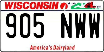WI license plate 905NWW