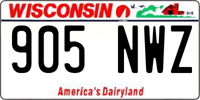 WI license plate 905NWZ