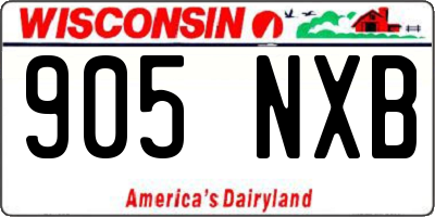 WI license plate 905NXB