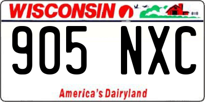 WI license plate 905NXC
