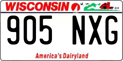 WI license plate 905NXG