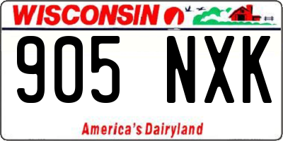 WI license plate 905NXK