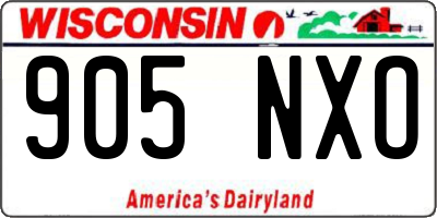 WI license plate 905NXO