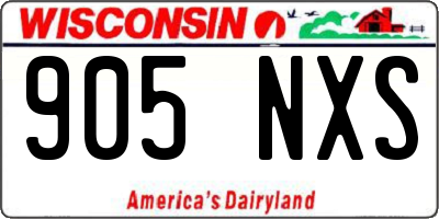 WI license plate 905NXS