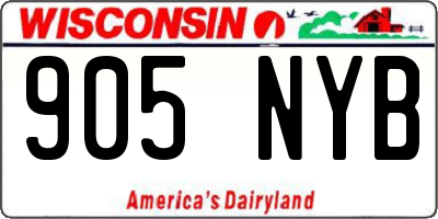 WI license plate 905NYB