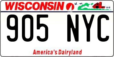 WI license plate 905NYC