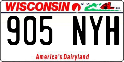 WI license plate 905NYH