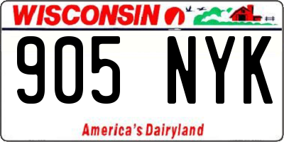 WI license plate 905NYK