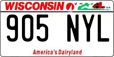 WI license plate 905NYL