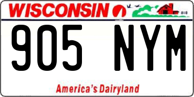 WI license plate 905NYM