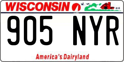 WI license plate 905NYR