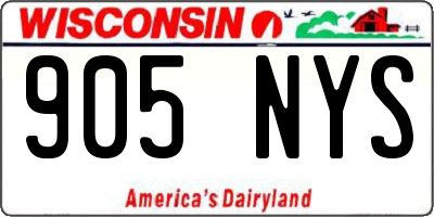 WI license plate 905NYS
