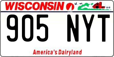WI license plate 905NYT