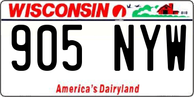 WI license plate 905NYW