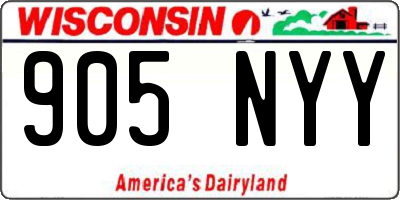 WI license plate 905NYY