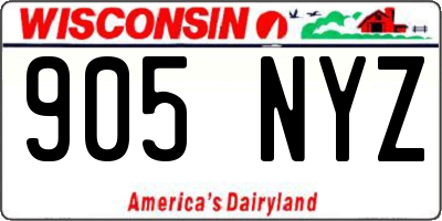 WI license plate 905NYZ