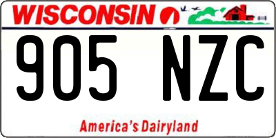 WI license plate 905NZC