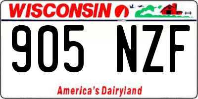 WI license plate 905NZF