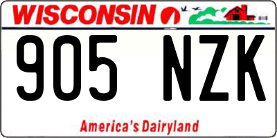 WI license plate 905NZK