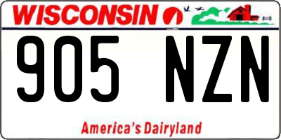 WI license plate 905NZN