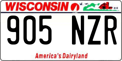 WI license plate 905NZR