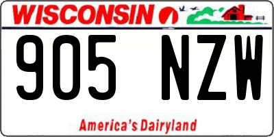 WI license plate 905NZW