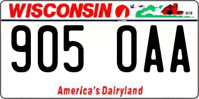 WI license plate 905OAA
