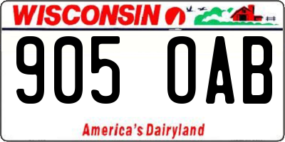 WI license plate 905OAB