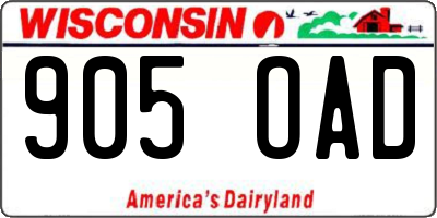 WI license plate 905OAD