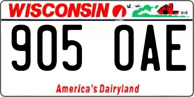 WI license plate 905OAE