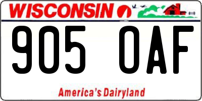 WI license plate 905OAF