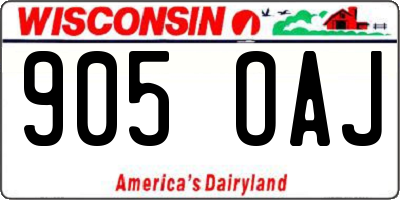 WI license plate 905OAJ