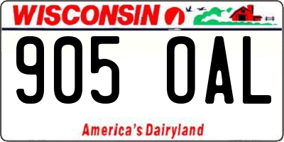 WI license plate 905OAL