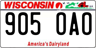 WI license plate 905OAO