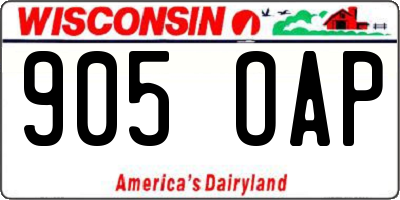 WI license plate 905OAP