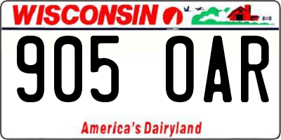 WI license plate 905OAR