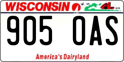 WI license plate 905OAS