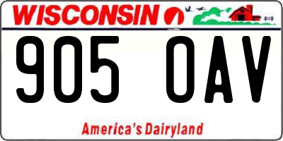 WI license plate 905OAV