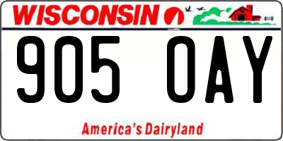 WI license plate 905OAY