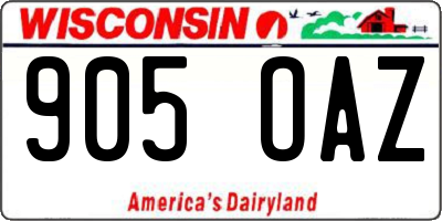 WI license plate 905OAZ